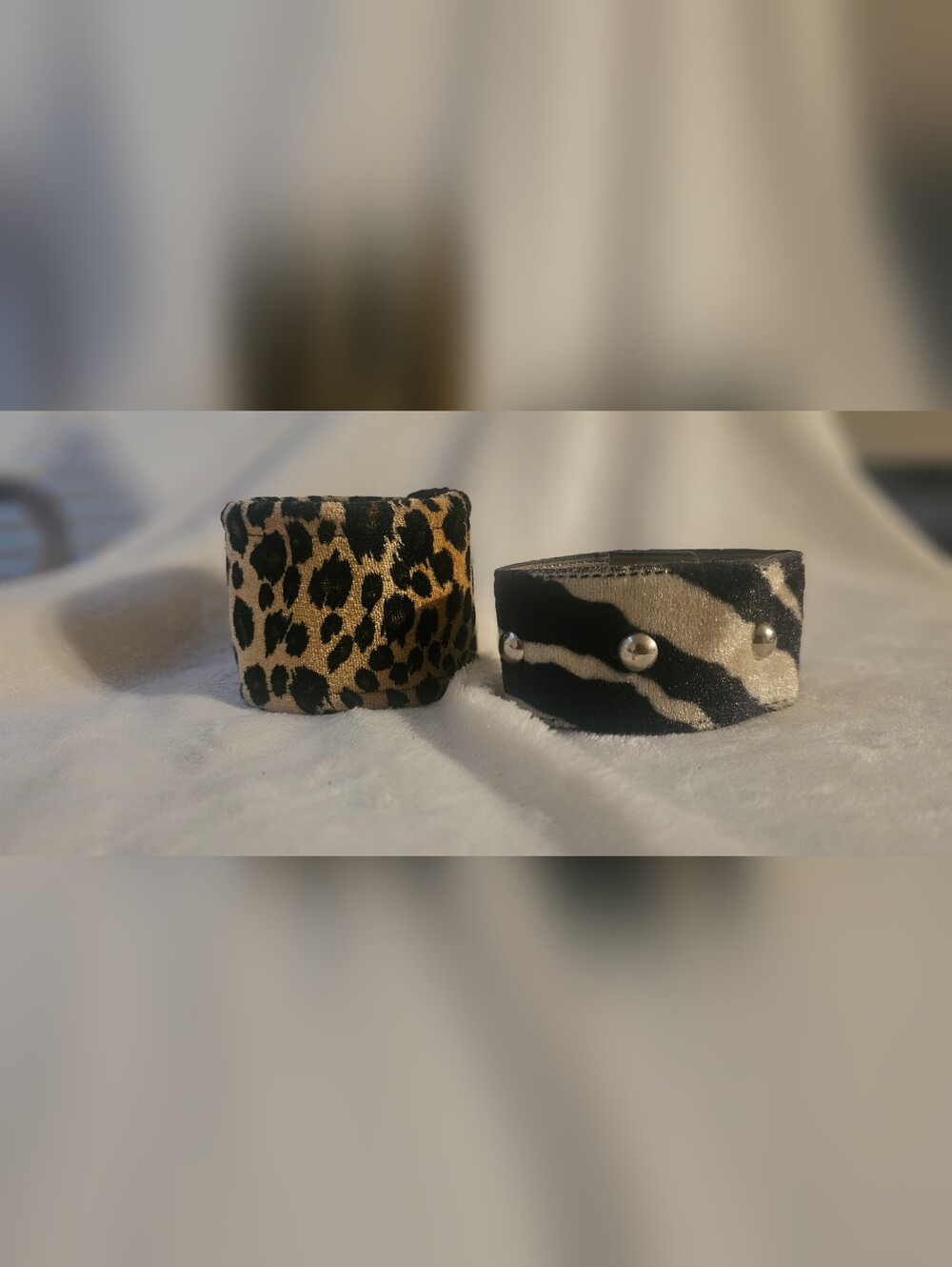 Leopard and Zebra Print Wide Cuff Bracelets